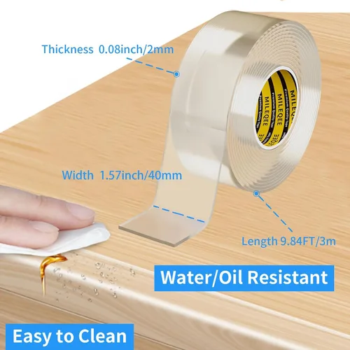 Vista 2 de Tira protectora de borde transparente, 1.57 pulgadas x 9.84 pies, cinta de cubierta de borde afilado, protectores autoadhesivos para puertas