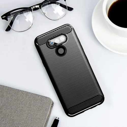 Vista 4 de Osophter Funda para LG Premier Pro Plus L455DL, LG Xpression Plus 3 Funda de goma TPU flexible de absorción de golpes para LG Harmony 4 (negro)