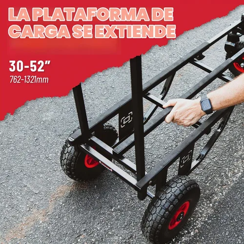 Vista 3 de Gator Frameworks Carrito multiusos plegable todo terreno con extensión de 30-52" y capacidad de carga de 500 libras (GFW-UTL-CART52AT)