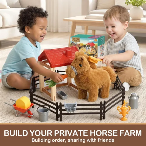 Vista 8 de Toylink Caballo de peluche para niños, juguete electrónico interactivo de peluche con hacer sonido/caminar/mover la cola, regalos de cumpleaños