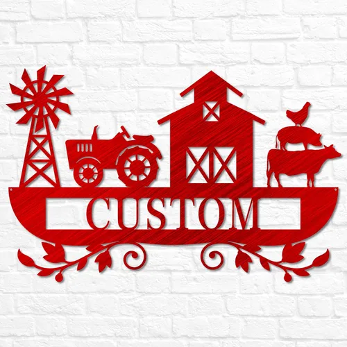 Vista 8 de Placa de metal personalizada para casa de campo, decoración rústica personalizada para el hogar, arte de pared de granja, decoración de casa