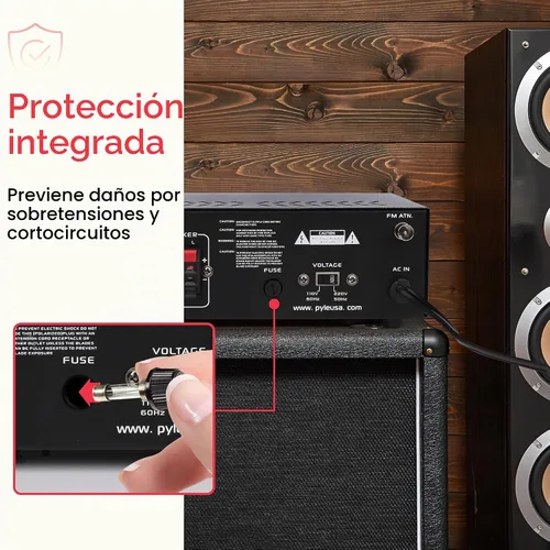 Vista 5 de Pyle Amplificador de altavoz Bluetooth para computadora - Amplificador de potencia estéreo para el hogar de 2 x 120 W, sistema receptor de audio