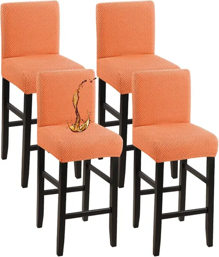 Vista 27 de YISUN - Fundas para taburete de bar, mezcla de forro polar elástico y poliéster, lavables y removibles, para taburete de bar y silla alta, con Beige