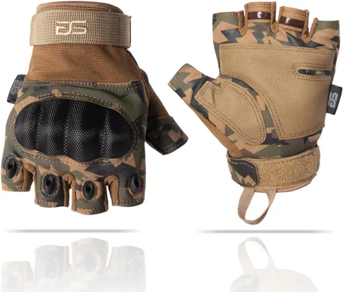 Vista 11 de Glove Station - Guantes tácticos de nudillos sin dedos para hombre - Guantes de motocicleta para tiro táctico, Airsoft, caza, trabajo policial