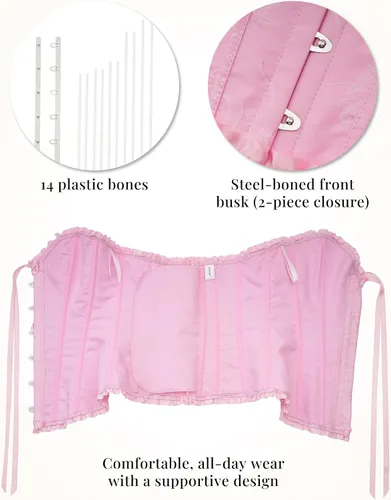 Vista 48 de SZIVYSHI Corsé para mujer, lencería moldeadora, body con cintura de encaje