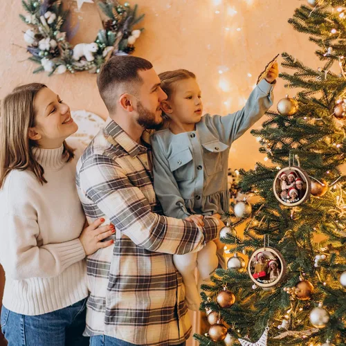 Vista 5 de Bemaystar Adornos de Navidad personalizados con fotos, regalos para Navidad, fotos, adornos personalizados, decoraciones de Navidad, regalos
