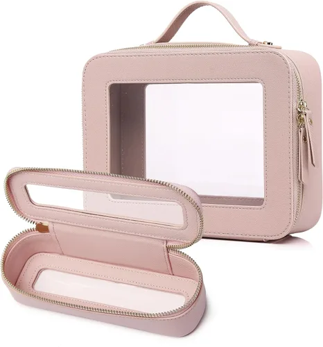 Vista 51 de Pinkmik Pequeña bolsa de maquillaje, mini estuche transparente para maquillaje y neceser con cremallera, organizador de bolsos para mujer