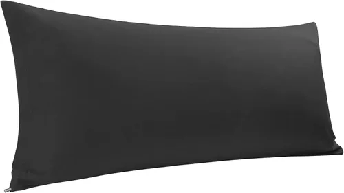 Vista 29 de Funda de almohada corporal de algodón de 400 hilos, cierre de cremallera, funda de almohada suave para el cuerpo, 20 x 48 pulgadas, castor