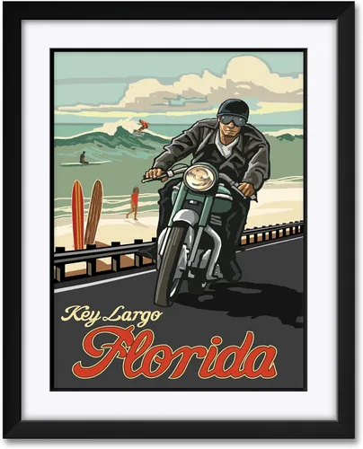 Vista 10 de Key Largo Florida Professionally Framed & Matted Art Print from Travel Artwork by Artist Paul A. Lanquist Framed Art Size: 15" x 19