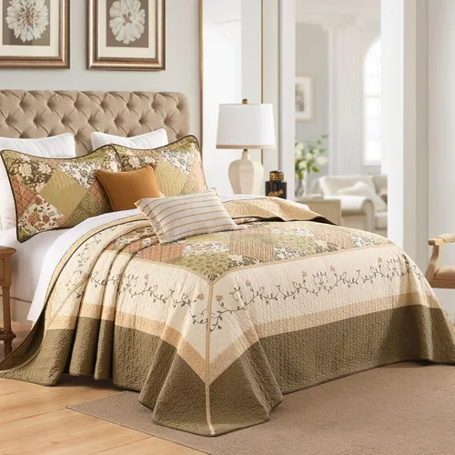 Vista 11 de Colcha Queen de Tamaño Extragrande 102x120 pulgadas - Juego de Edredón Queen de Tamaño Extragrande Reversible con Diseño Floral Botánico de Granja