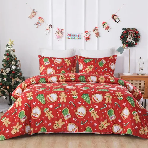 Vista 13 de Vaulia Funda de edredón de Navidad Twin, colección de ropa de cama de microfibra navideña con patrón de árbol a cuadros de Navidad, incluye 1 funda