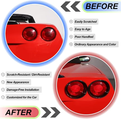 Vista 2 de Anillo de moldura de luz trasera para Chevy Corvette C6 2005-2013, embellecedor de bisel de la luz trasera, cubierta de la luz trasera del maletero