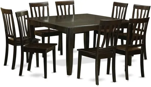 Vista 14 de East West Furniture PFAN6-CAP-W - Juego de comedor de 6 piezas que contiene una mesa de comedor cuadrada con hojas de mariposa y 4 sillas de cocina