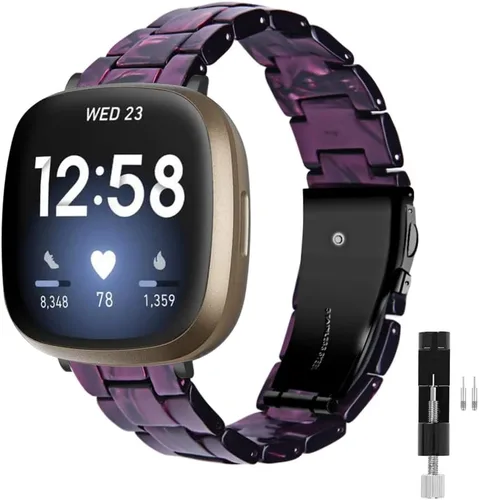 Vista 8 de Correa de reloj de resina compatible con Fitbit Versa 4/Sense 2/Versa 3/Sense 1, pulsera brazalete de moda ligera y ajustable de repuesto