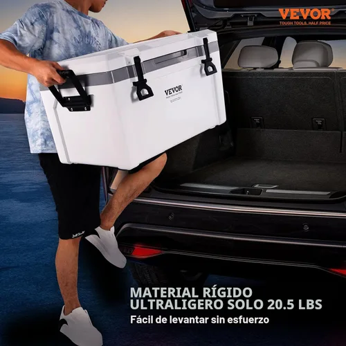 Vista 2 de VEVOR Enfriador Rígido Ultraligero, Enfriador de Retención de Hielo con Mango Resistente, Hielera Lonchera para Camping, Viajes, Exteriores, se