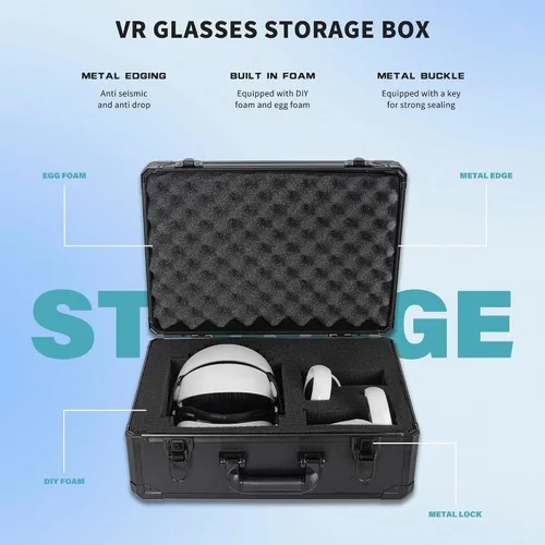 Vista 4 de TORIBIO Funda de transporte rígida compatible con Oculus Quest con correa Elite, funda de viaje portátil con espuma personalizable, funda rígida