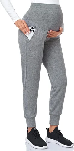 Vista 8 de PACBREEZE Pantalones de maternidad para mujer, pantalones deportivos de entrenamiento sobre el vientre, pantalones de pijama elásticos para embarazo