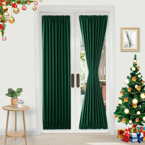 Vista 26 de DWCN Cortinas para Puertas Francesas – Cortinas opacas térmicas con bolsillo para barra para puertas con ventana de cristal, puertas de cocina