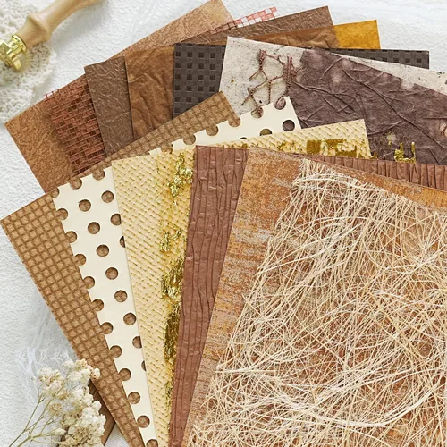 Vista 13 de Aromoty 20 piezas de papel artesanal para álbum de recortes, papel texturizado para manualidades, papel Morandi A5 en malla, tela de morera, mezcla