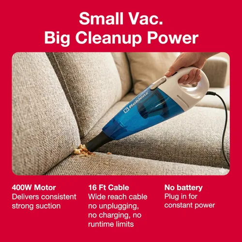 Vista 2 de Koblenz HV-120 KG3 - Aspiradora de mano con cable, motor de 400 W, cable de 18 pies, eliminador de polvo ligero para pelo de mascotas, tapicería