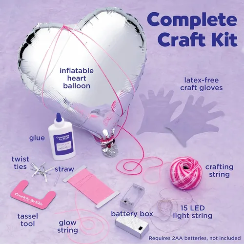Vista 4 de Creativity for Kids Kit de luces de corazón de arte de cuerda Crea una linterna de corazón brillante con arte de cuerda fácil Artesanía