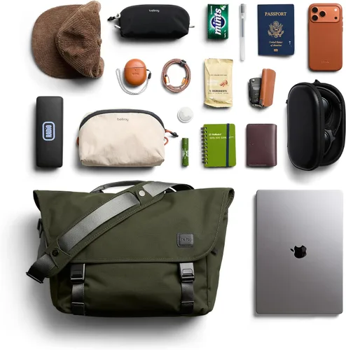 Vista 7 de Bellroy Classic Messenger - Bolsa para portátil de 14 pulgadas, color verde Oliva