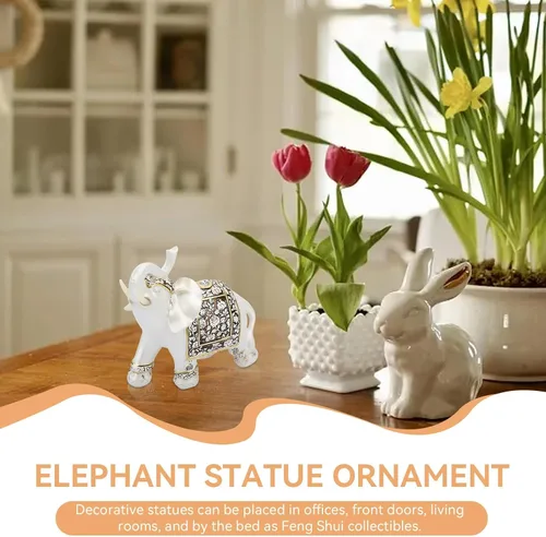 Vista 4 de Estatua de elefante, figura de la suerte de riqueza, mini estatua de elefante de la suerte, decoración del hogar, figuras de elefante de Feng Shui