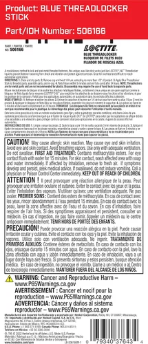 Vista 2 de Loctite 37643 - Varilla de bloqueo de roscas de fuerza media, azul - 9 g