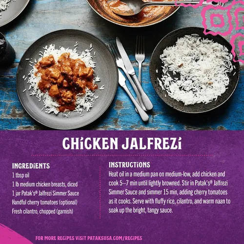 Vista 4 de Patak's Jalfrezi Salsa a fuego lento – Salsa de curry a base de tomate con pimiento verde y rojo, especias – Salsa india suave sin gluten y vegana