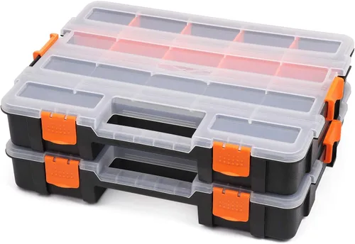 Vista 3 de Makitoyo Organizador de caja de herramientas, organizador de piezas pequeñas negras entrelazadas para sujetadores, piezas y manualidades