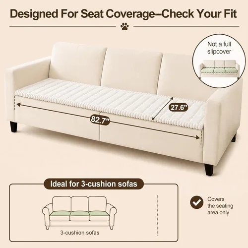Vista 55 de decorUhome Funda de sofá para perros, funda antideslizante y mullida para sofá, para asiento, respaldo y reposabrazos, protector de sofá suave
