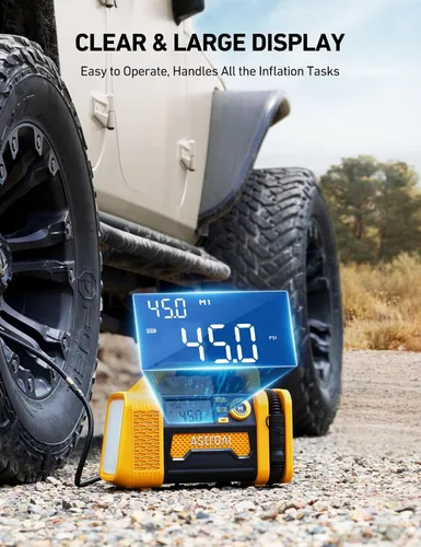 Vista 4 de AstroAI TC3 - Inflador de neumáticos de camión, compresor de aire portátil, bomba de aire inalámbrica de 150 PSI con batería de 4000 mAh, inflado