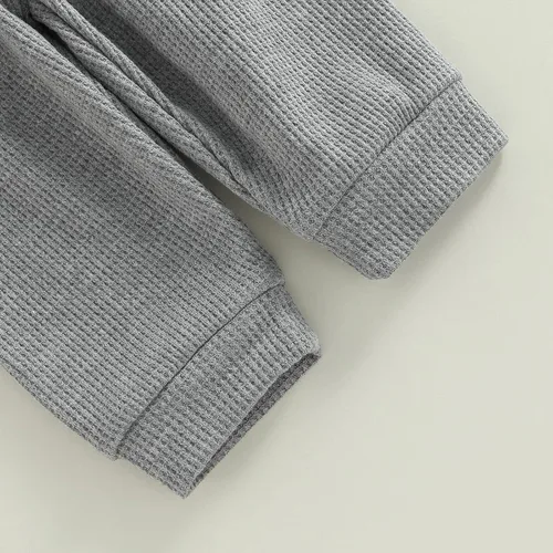 Vista 7 de TFFR Conjunto de sudadera de manga larga con estampado de gofres para bebés y niños pequeños y niñas