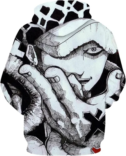 Vista 2 de Rasbctk Unisex Japanese Anime One Piece Law Graphic Pattern Hoodies 3D Print Mens Pullover Funny Womens Sweatshirts