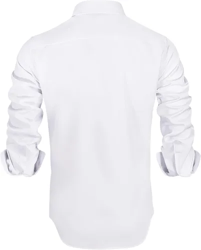 Vista 2 de Alimens & Gentle Men's Dress Shirts Long Sleeve Stretch Wrinkle-Free Solid Business Formal Casual Button Down Shirt