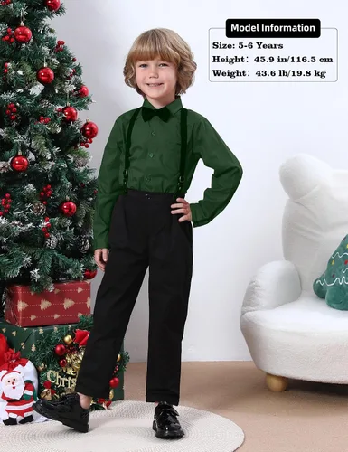 Vista 46 de A&J DESIGN Conjunto de ropa formal para niños pequeños con tirantes y tirantes