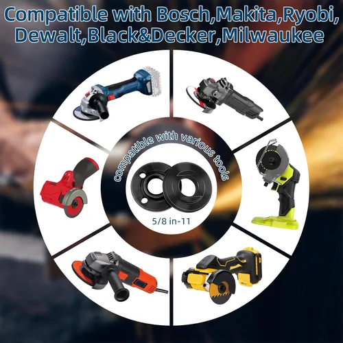 Vista 4 de Juego de 7 llaves de amoladora angular y amoladora angular, tuercas de bloqueo de metal de brida 5/8-11, compatibles con Dewalt, Milwaukee, Makita1