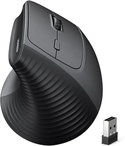Vista 9 de UGREEN Ratón vertical, mouse ergonómico inalámbrico Bluetooth, modo dual (BT 5.4 y USB 2.4G), clics silenciosos, 4 DPI ajustables