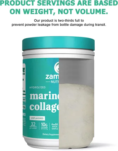 Vista 7 de Zammex Péptidos de colágeno marino en polvo sin sabor, colágeno de pescado capturado en la naturaleza, apoya la piel saludable, cabello