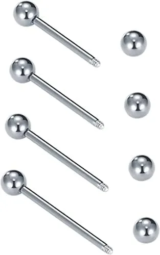 Vista 2 de VCMART Nipple Rings Tongue Rings Stainless Steel 14G Straight Barbells Piercing Jewelry 12mm,14mm,16mm,18mm