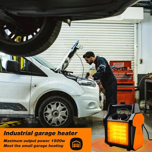 Vista 7 de Buyplus Calentador para exteriores, calentador de patio de 1500 W para garaje, calentadores de espacio eléctricos portátiles con protección contra