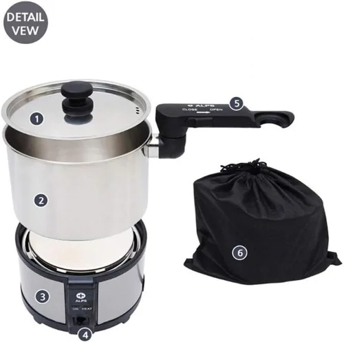 Vista 5 de ALPS Viajar Camping Multi Propósito Cocina Eléctrica TC-350A Ramen Puerto 1,3 Litros TC350A 110 ~ 220V
