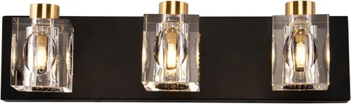 Vista 8 de Modernas luces de cristal para tocador, accesorios de luz para tocador de baño de 3 luces, luces de baño negras y doradas sobre espejo, apliques