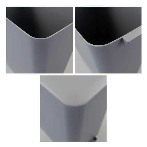 Vista 3 de Paquete de 3 cubos de basura grises de 4.5 galones, contenedor de basura Construcción de plástico resistente, forma rectangular que ahorra
