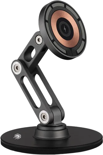 Vista 4 de ClikDock Soporte Magnético para Teléfono Celular con Carga Inalámbrica, Gira 360°, Construcción de Aluminio, Compatible con Teléfonos MagSafe