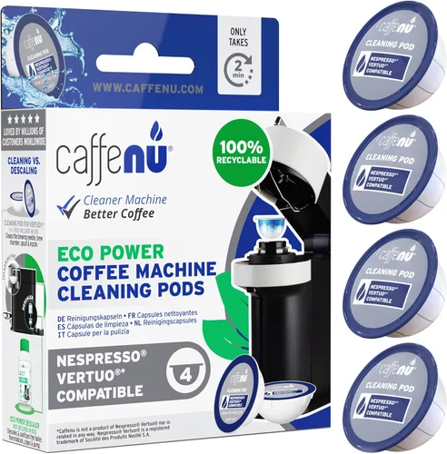 Vista 2 de Kit de descalcificación y limpieza compatible con Nespresso. 2 botellas de solución descalcificadora Nespresso Vertuo. 4 cápsulas de limpieza