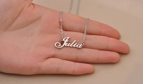 Vista 4 de GR859C Collar personalizado con texto en inglés My Name para mujer
