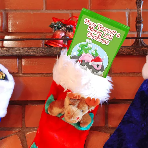 Vista 4 de Merry Lotl - Caramelo de algodón de Navidad – Regalos navideños para niños – Regalos para amantes de los ajolotes – Cesta de comida de Navidad