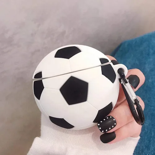 Vista 4 de Funda de fútbol 3D para Airpod 1 y 2, bonita funda suave con llavero para Airpods 1 y 2 (fútbol)