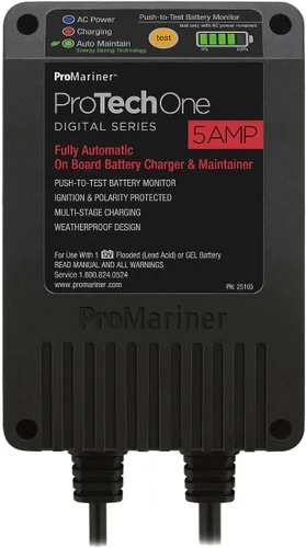 Vista 2 de ProMariner 24104 ProTechOne Digital Series - Cargador de batería a bordo totalmente automático de 4 amperios y mantenedor con entrada de CA integrada